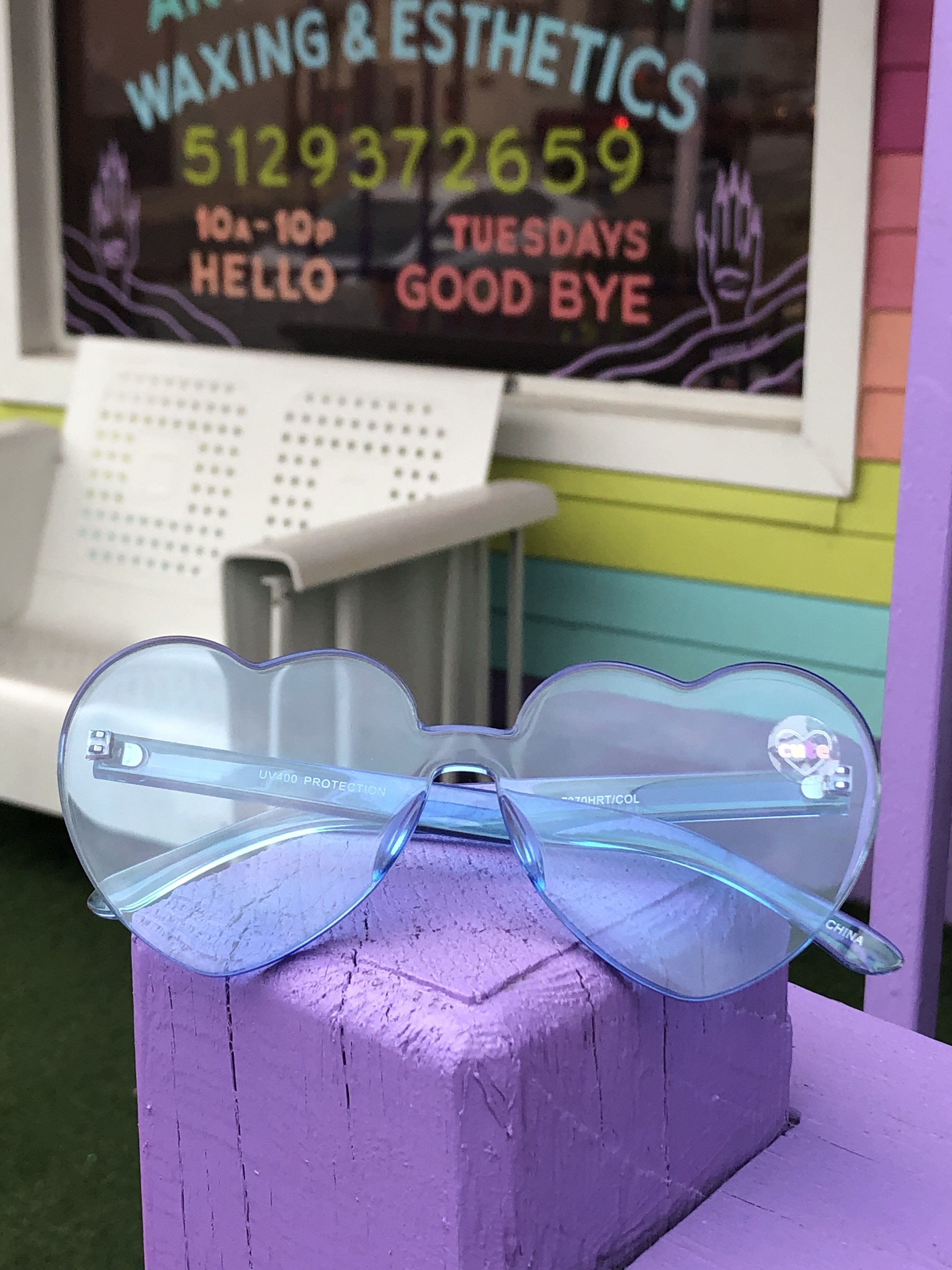 Rimless heart sunglasses